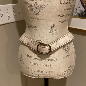 Beige Textured Belt with Buckle